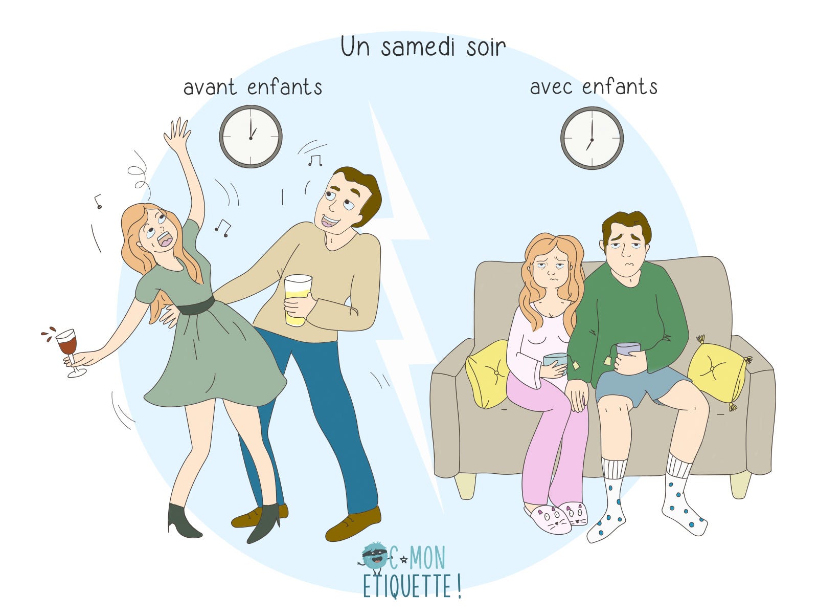 Avant/après enfant samedi soir