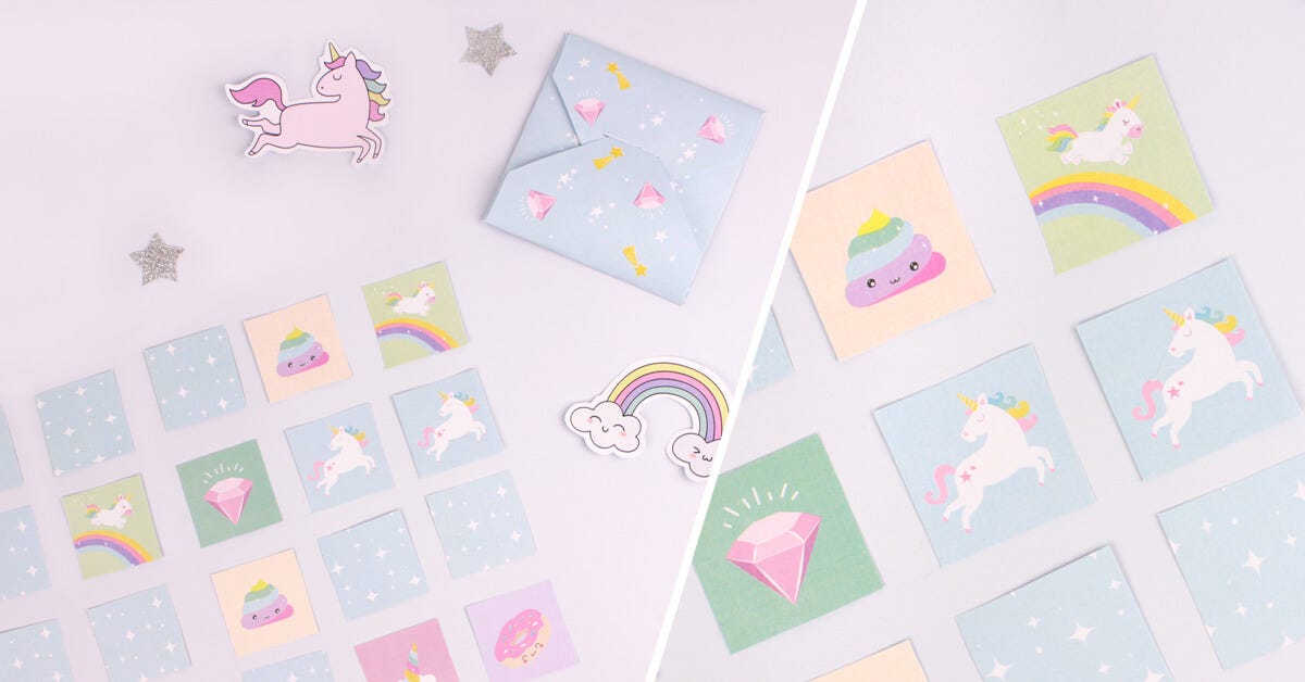 Tuto DIY printable de jeu de memory licorne