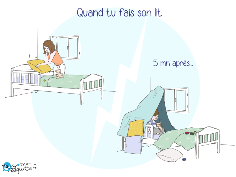 Humour vie de parent : quand tu fais son lit