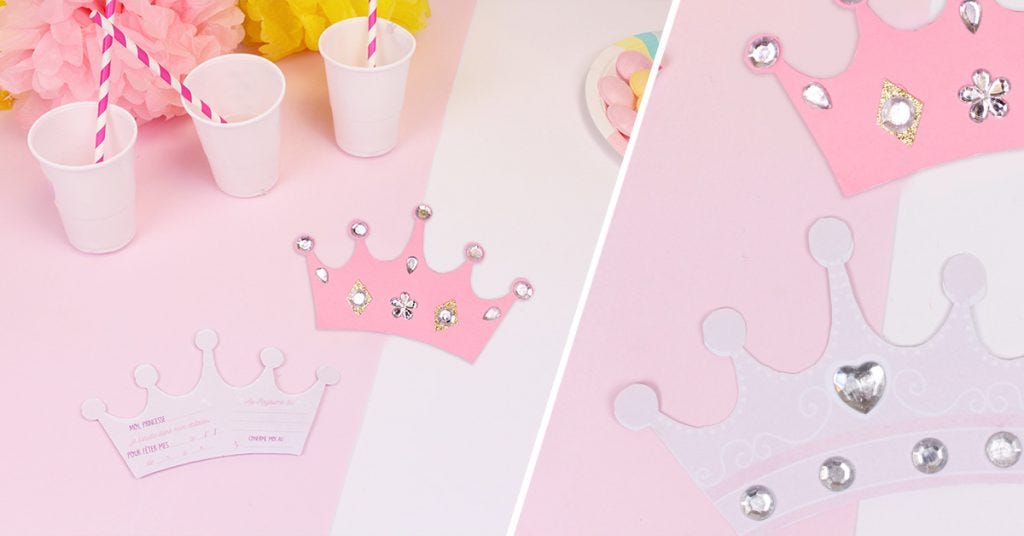Invitations d'anniversaire princesse couronne