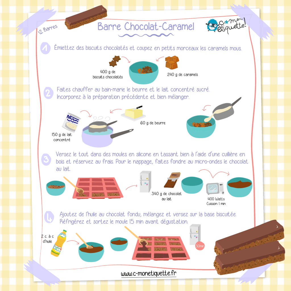 Recette de barre chocolatée au caramel