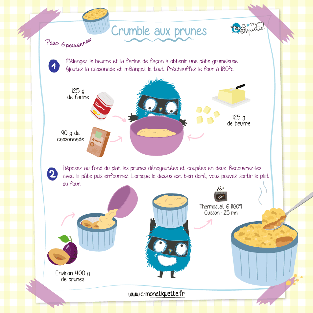 Recette enfant crumble prune