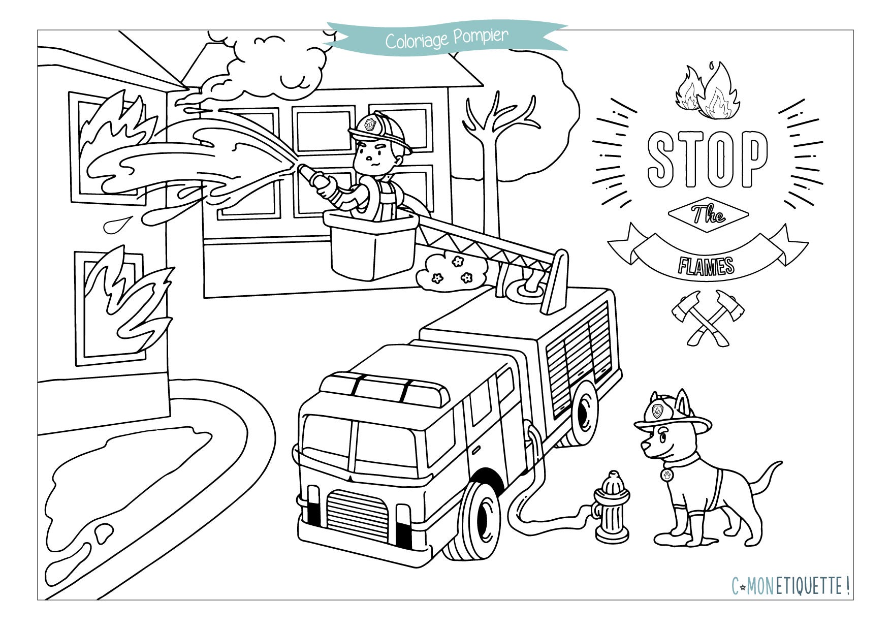Coloriage Pompier Gratuit Imprimer C MonEtiquette