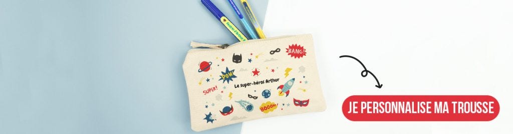 Une jolie trousse scolaire personnalisée pour ranger tous vos feutres et crayons de couleur.