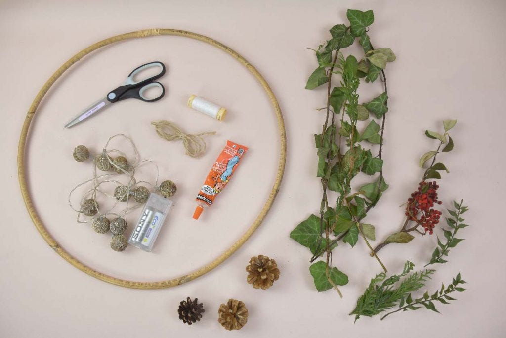 outil diy couronne noel