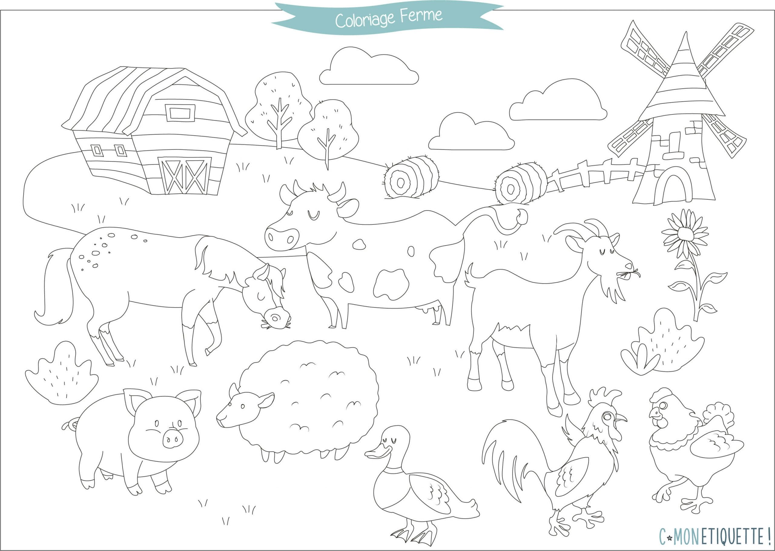 Animaux De La Ferme Dessin Facile Coloriage Animaux de la Ferme à imprimer | C-MonEtiquette