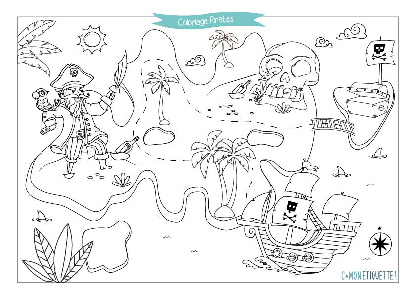 Coloriage Bateau pirate