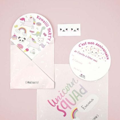 Pack 6 cartes d'invitation anniversaire Fille gateau / Fetons ca